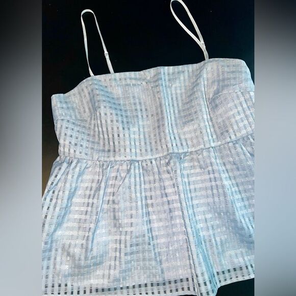 H&M Slate Blue Flared Peplum Style Tank Top Size Large EUC - Picture 3 of 8